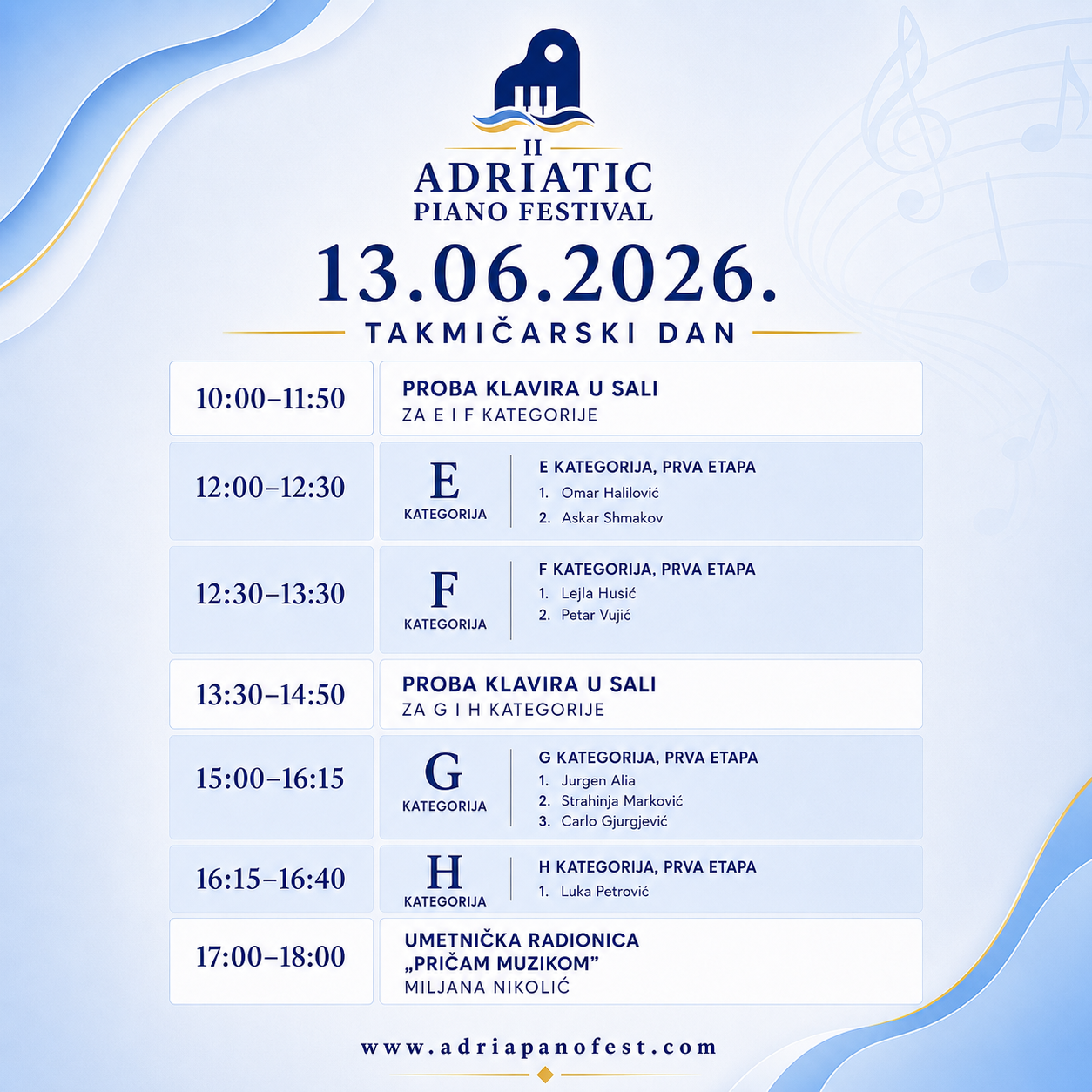 Slika rasporeda za 13. jun 2026.